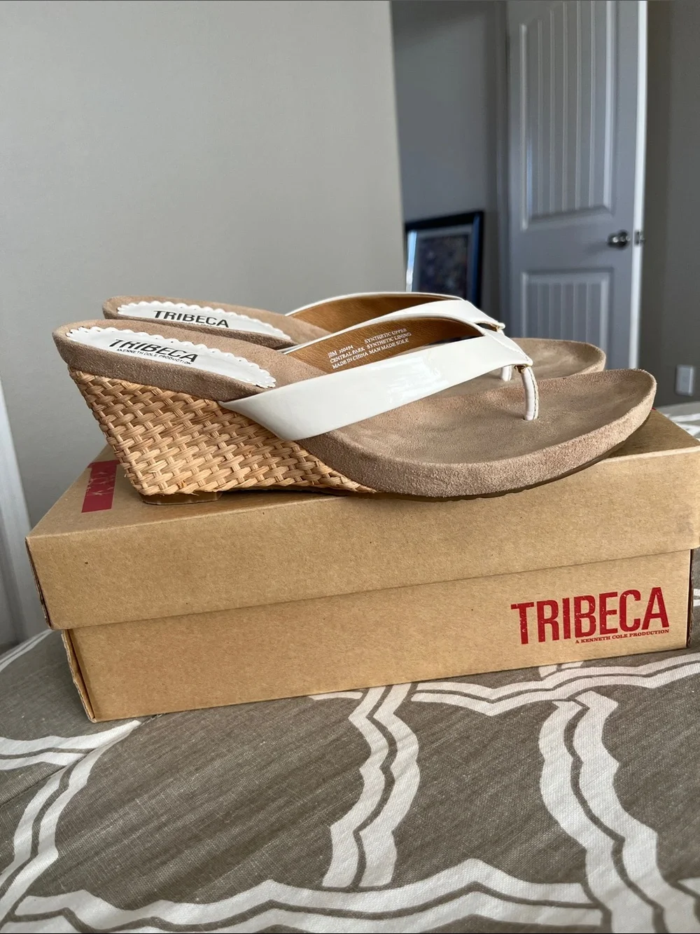 Tribeca by Kenneth Cole White Thong Wedge Sandals